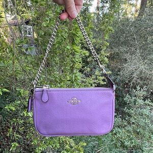 COACH Purple Pebble Leather Shoulder Bag Clutch w Silver Hardware AUTHENTIC